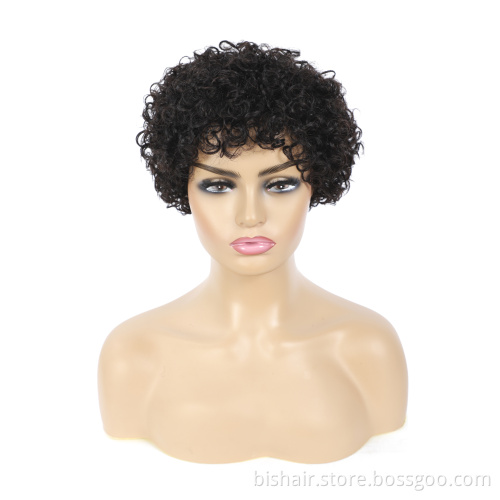 Wholesale Pixie Cut Jerry Curly Short Afro Human Hair Wig, Indian Curly Natural Remy Hair Vendor For Black Women